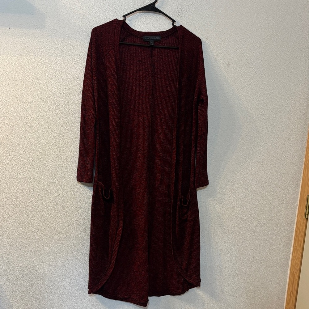 Almost Famous Burgundy Long Sleeve Cardigan